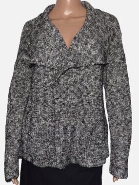 EILEEN FISHER Gray Open Front Organic Cotton Alpaca Cardigan Size PM